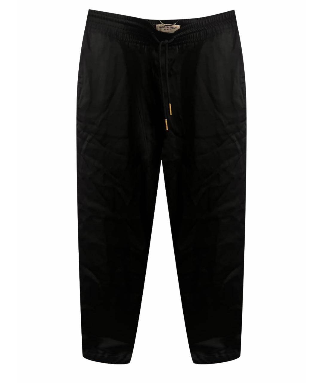 SAINT LAURENT Черные шелковые прямые брюки, фото 1