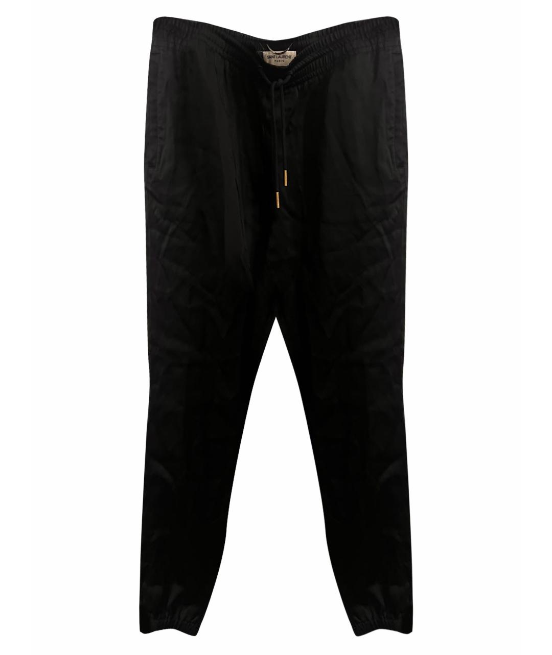 SAINT LAURENT Черные шелковые повседневные брюки, фото 1
