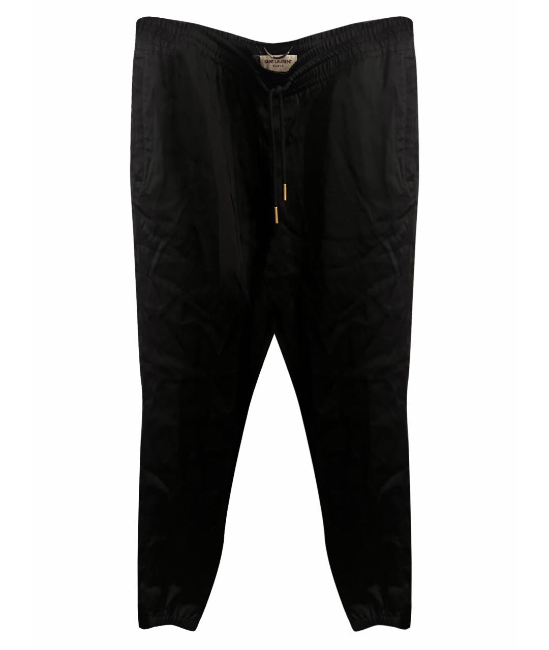 SAINT LAURENT Черные шелковые повседневные брюки, фото 8