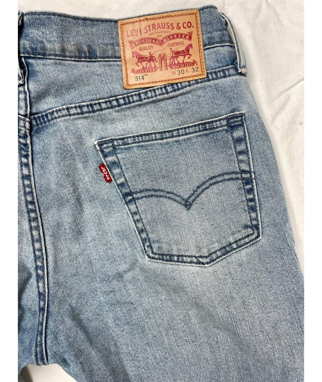 LEVI'S Голубые хлопковые прямые джинсы, фото 3