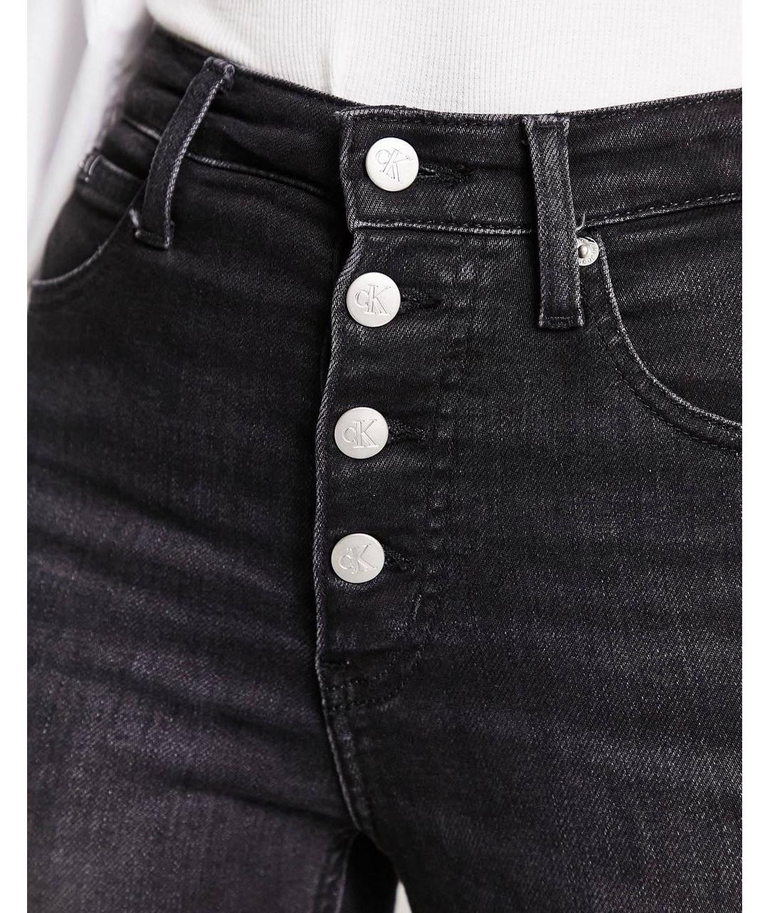 CALVIN KLEIN JEANS Черные хлопко-эластановые джинсы слим, фото 3