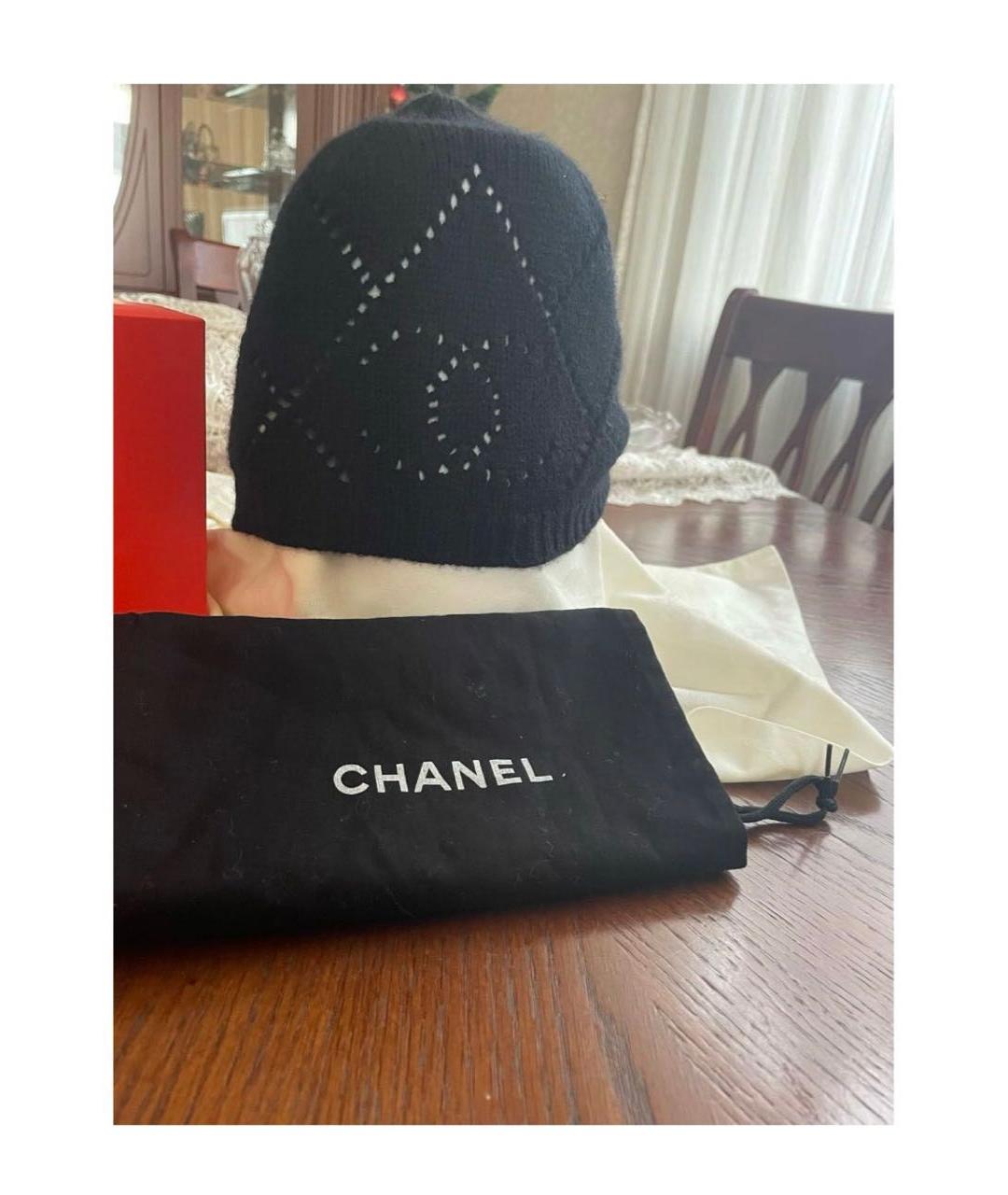 CHANEL PRE-OWNED Черная кашемировая шапка, фото 4