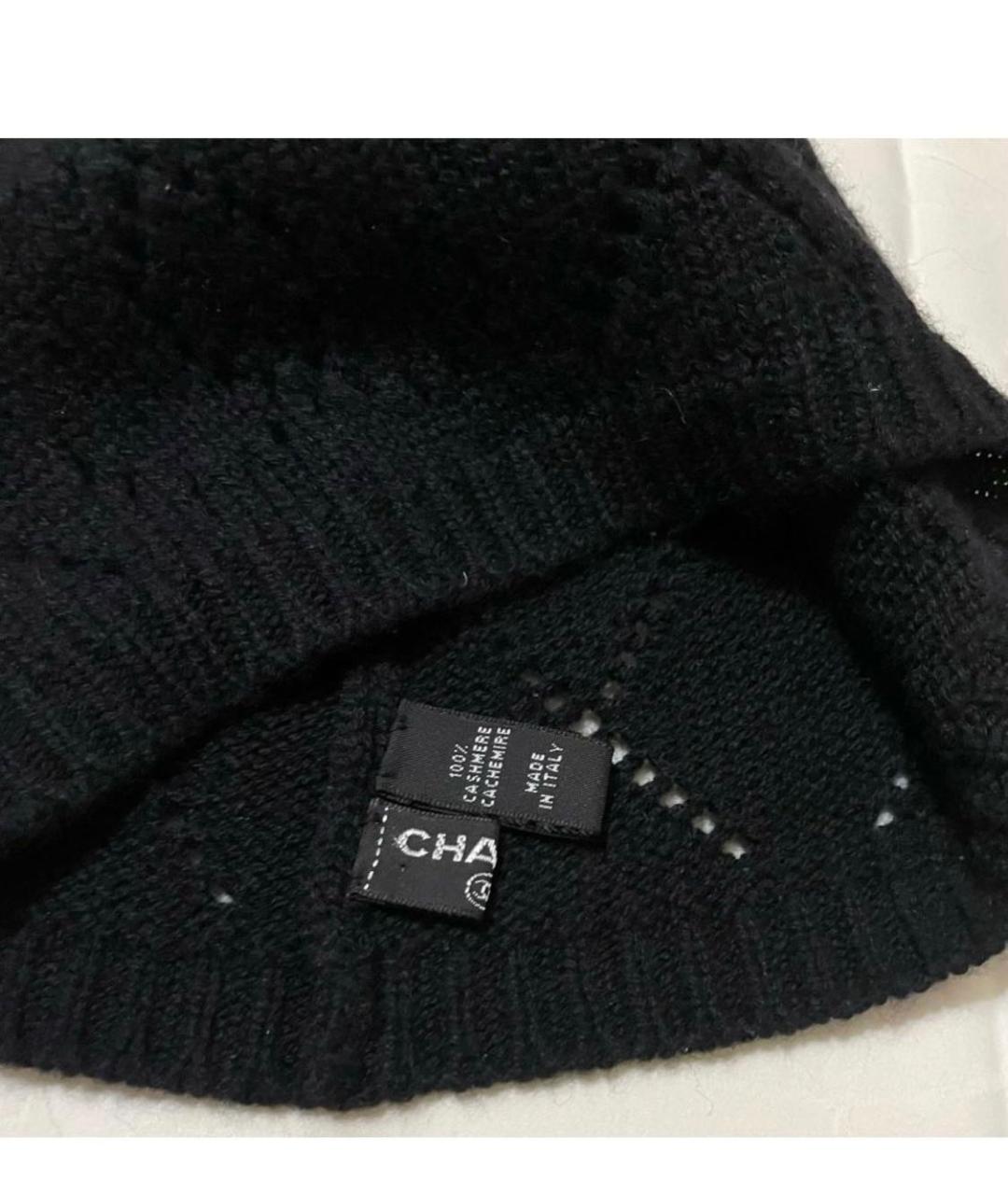CHANEL PRE-OWNED Черная кашемировая шапка, фото 3