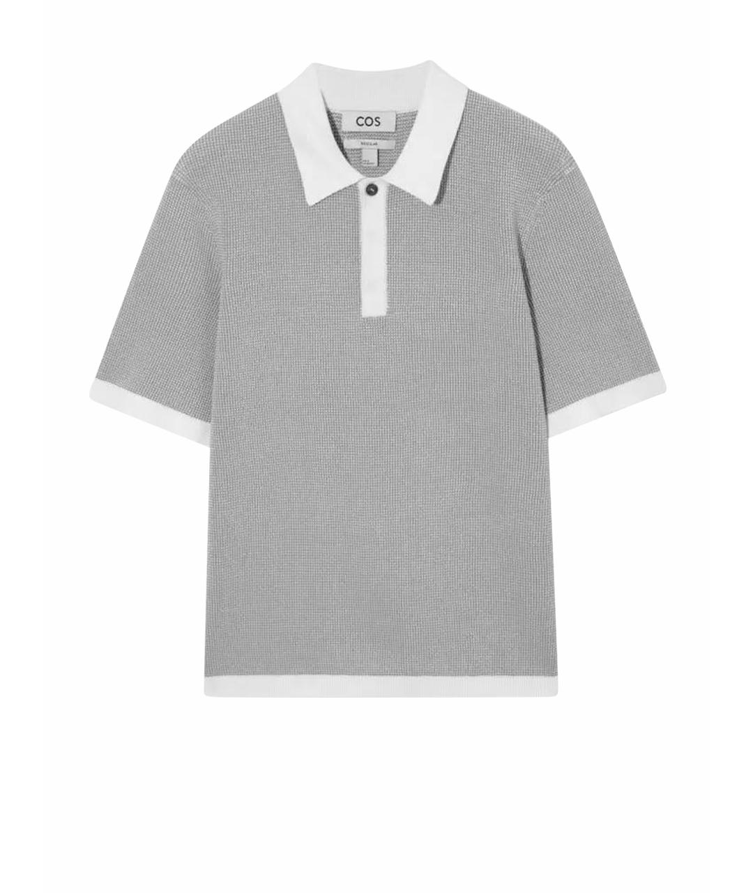 COS Серое хлопковое поло с коротким рукавом, фото 1