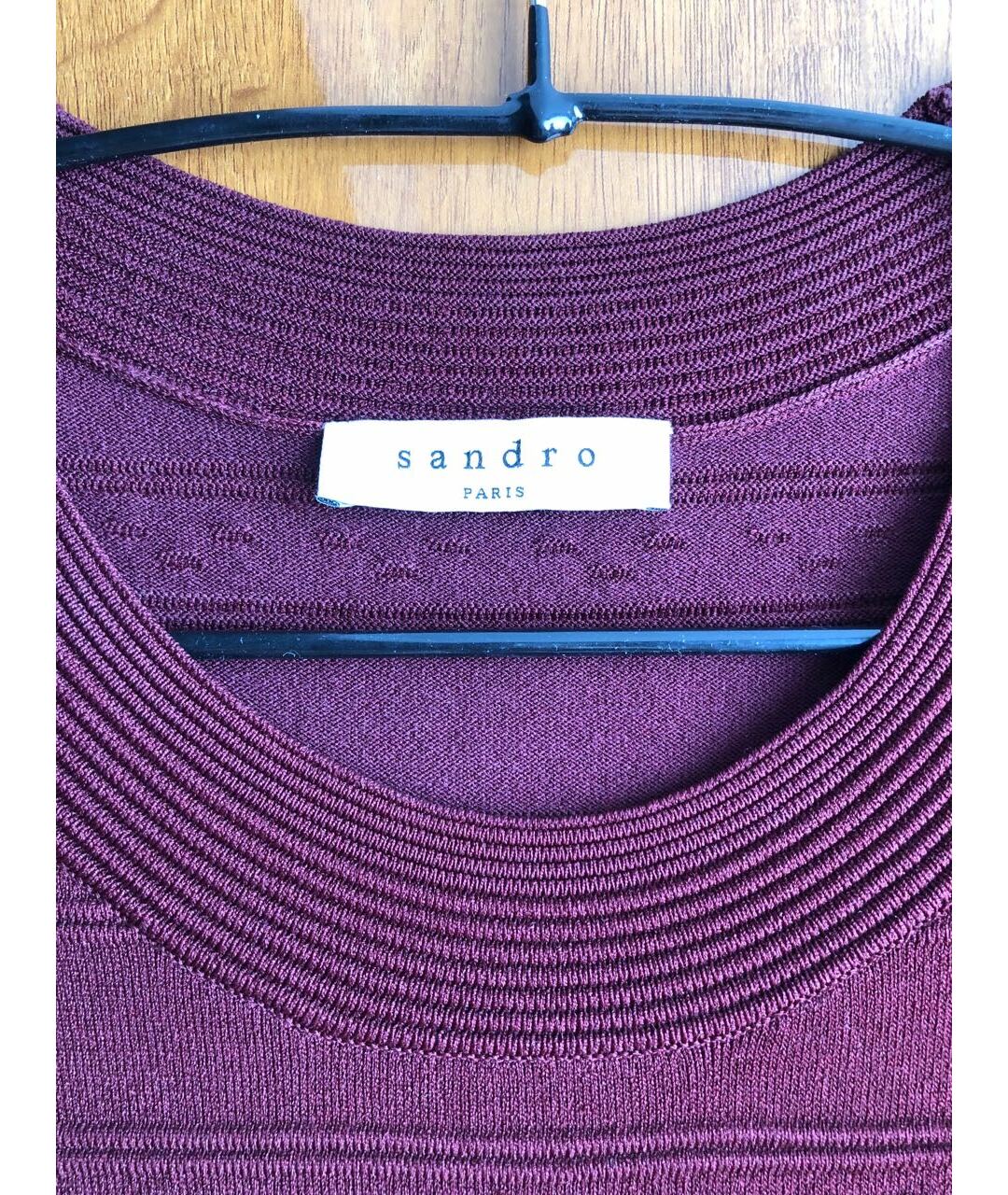 SANDRO Бордовое вискозное повседневное платье, фото 3