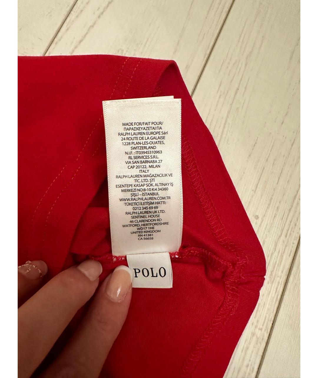 POLO RALPH LAUREN Красная хлопковая футболка, фото 4