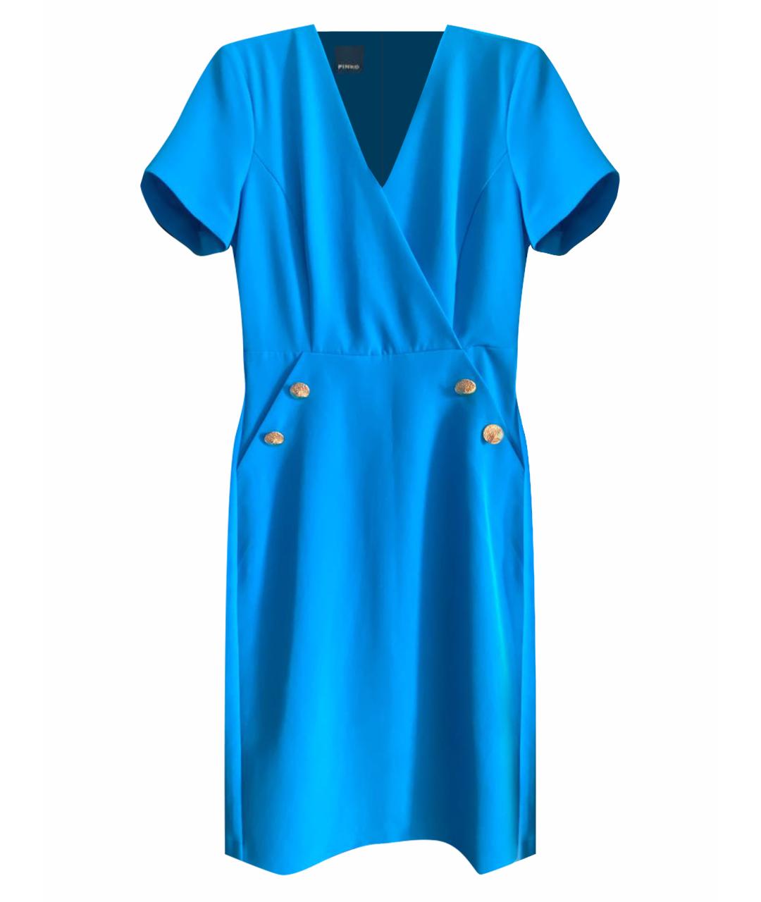 PINKO Голубое полиэстеровое повседневное платье, фото 1