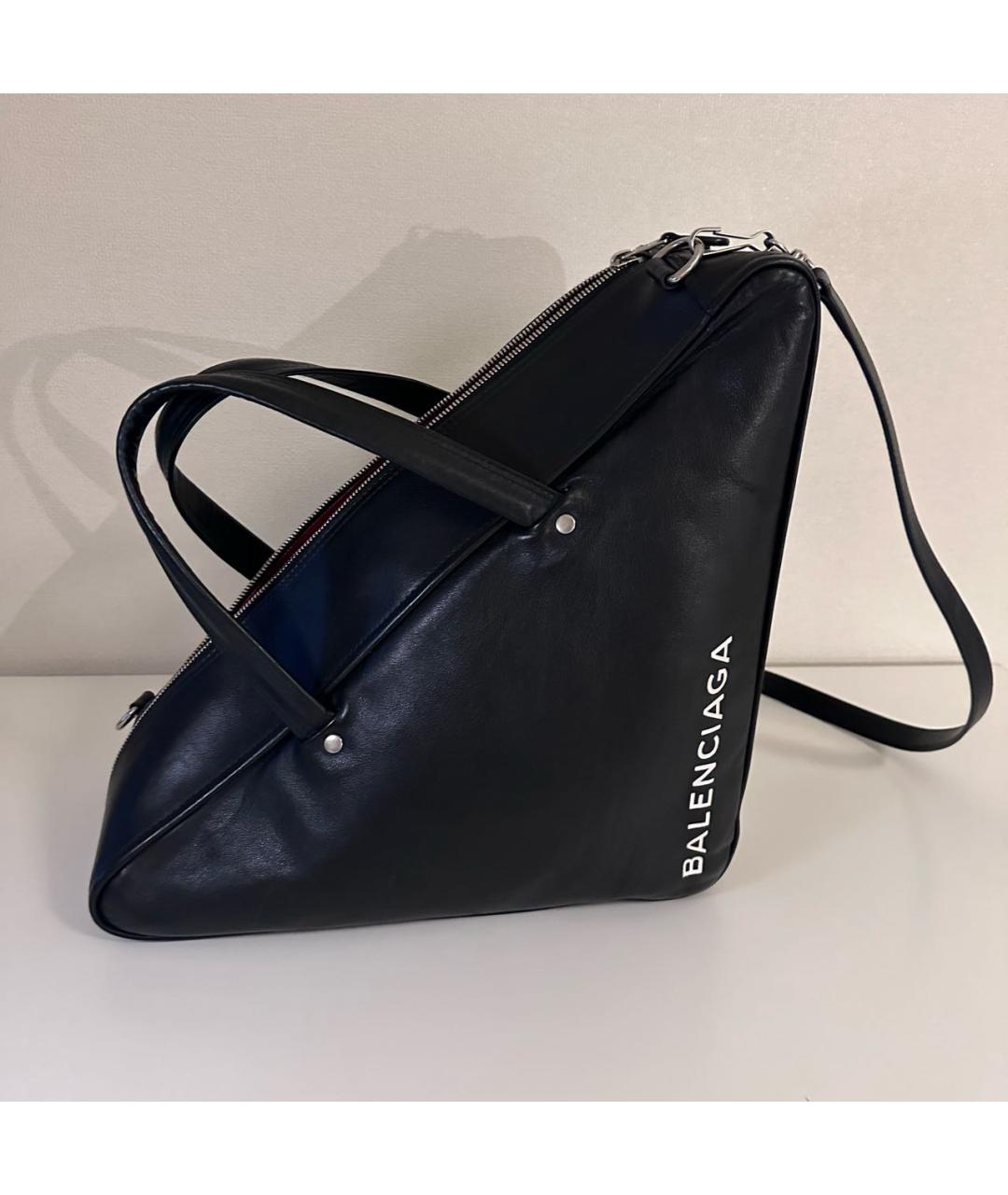 BALENCIAGA Черная кожаная сумка тоут, фото 9