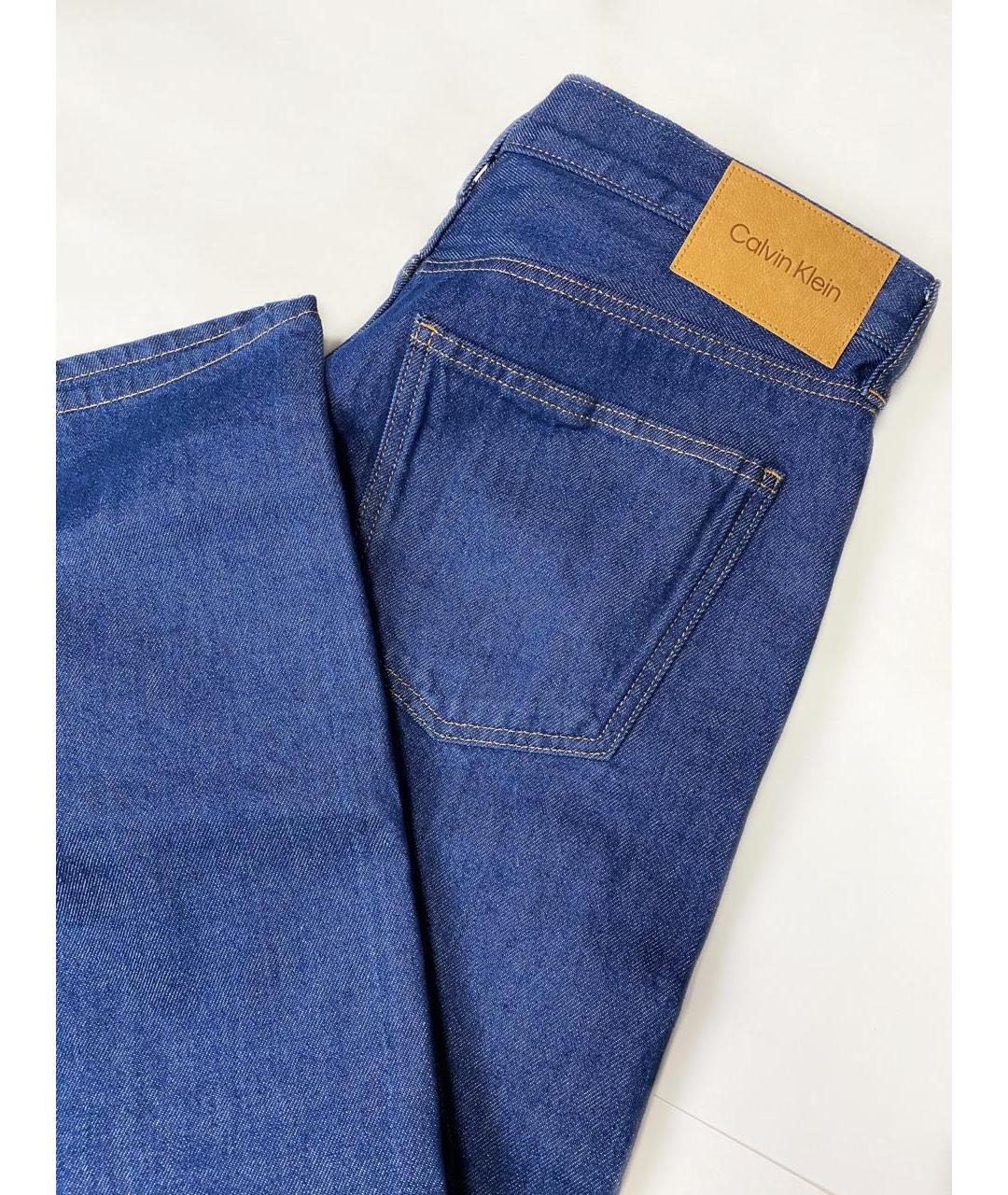 CALVIN KLEIN Темно-синие хлопковые прямые джинсы, фото 5