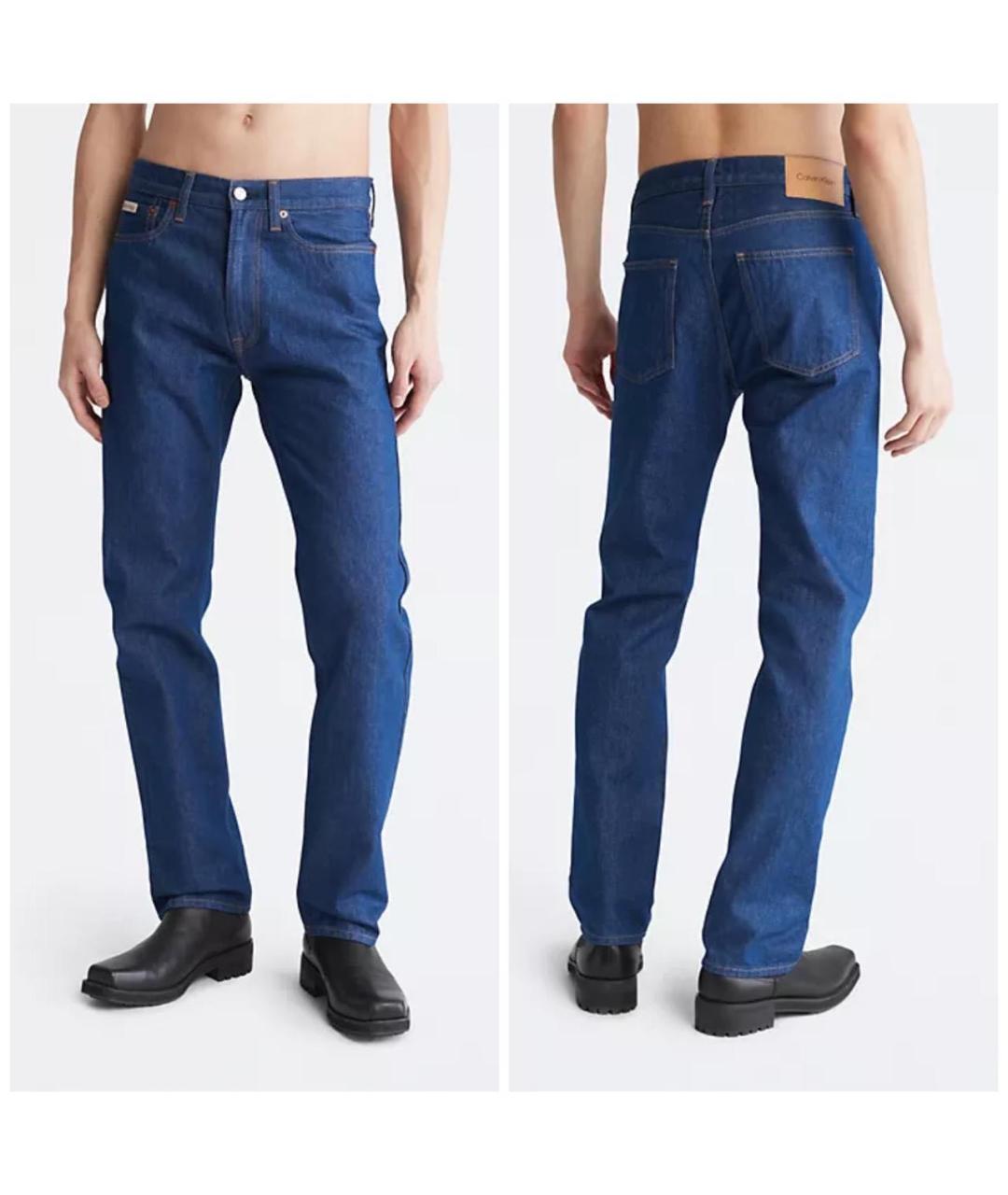 CALVIN KLEIN Темно-синие хлопковые прямые джинсы, фото 2
