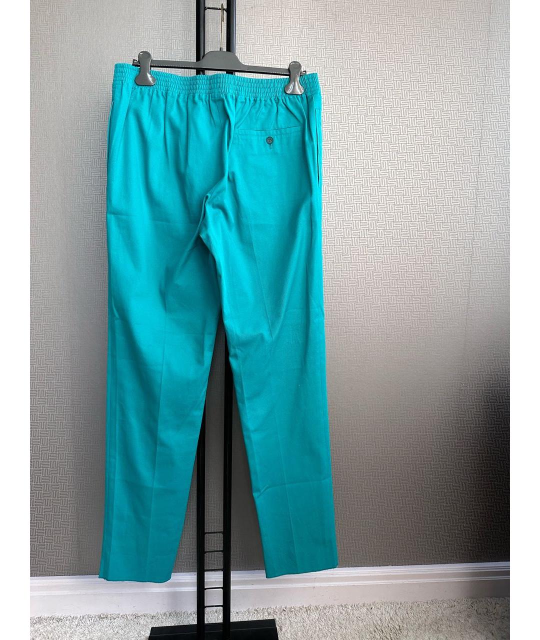 HERMES PRE-OWNED Бирюзовые хлопковые повседневные брюки, фото 2