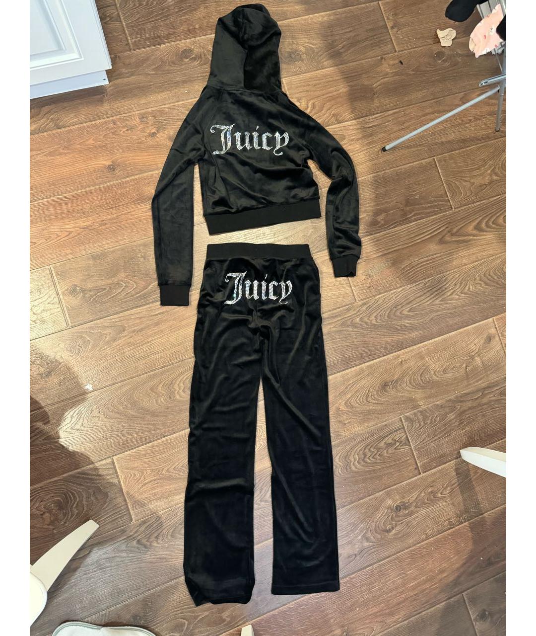JUICY COUTURE Черный велюровый костюм с брюками, фото 3