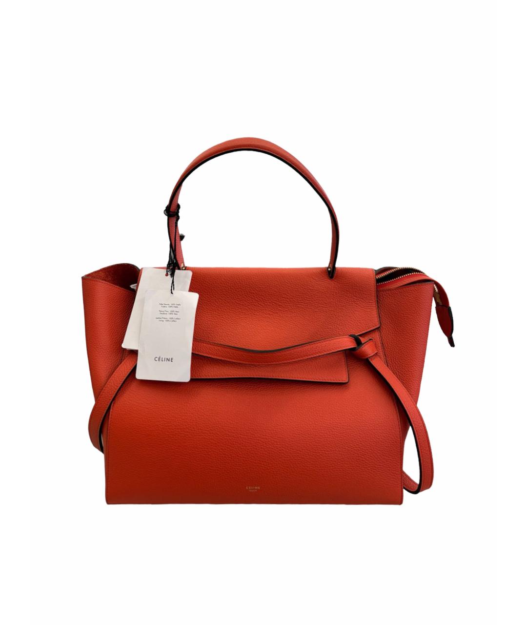 CELINE Коралловая кожаная сумка с короткими ручками, фото 1