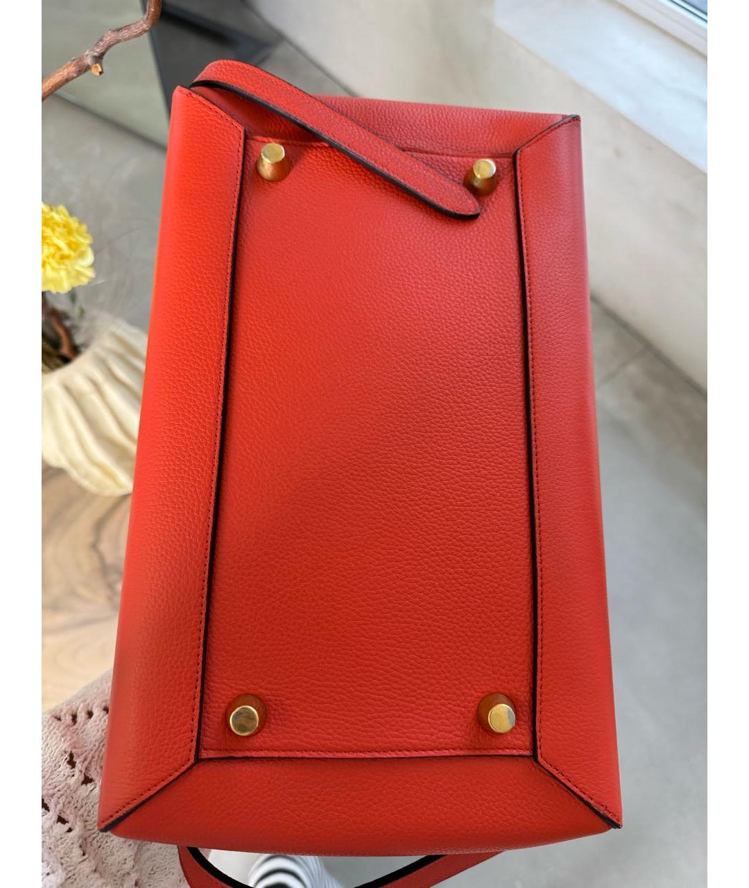 CELINE Коралловая кожаная сумка с короткими ручками, фото 4