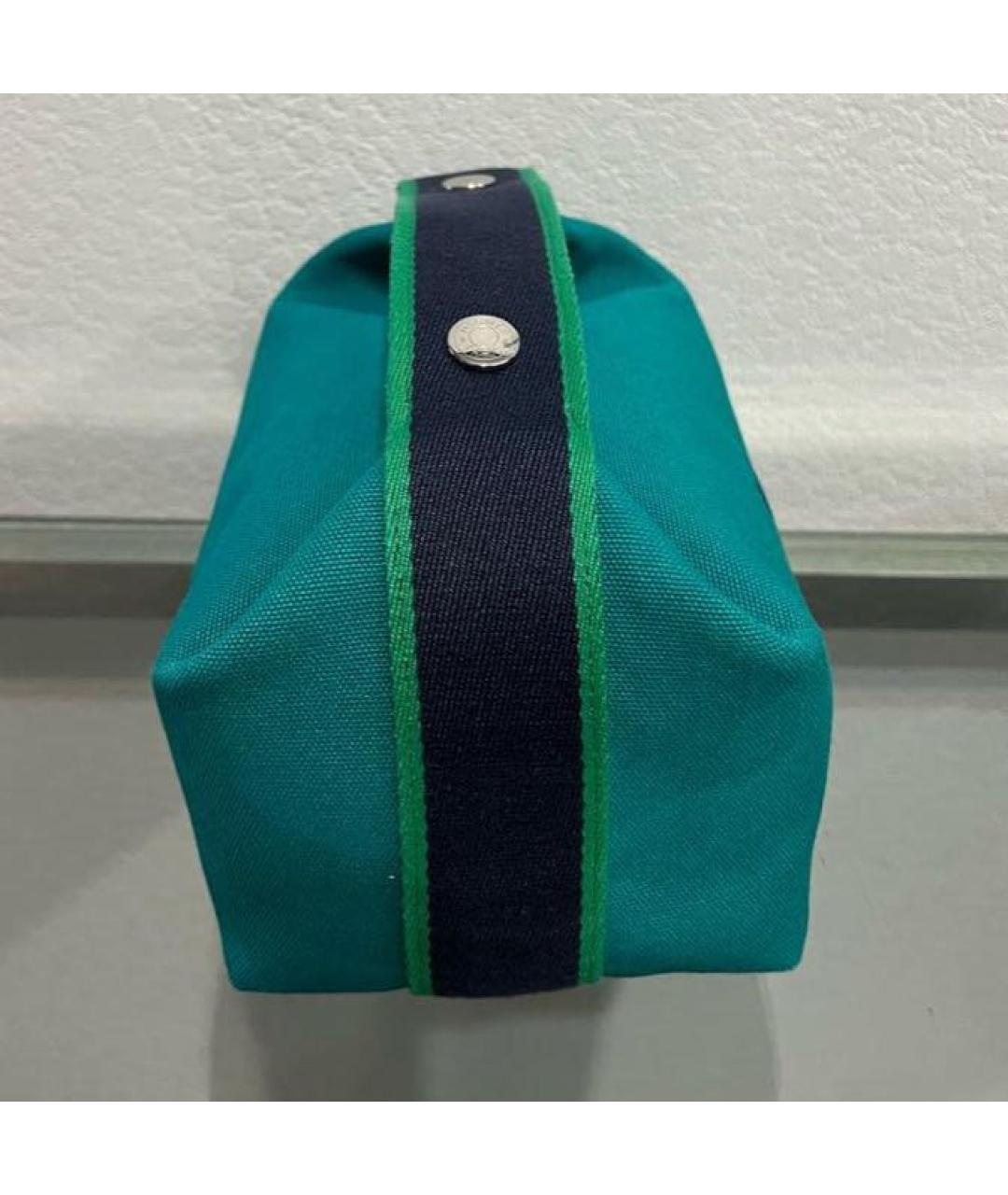 HERMES PRE-OWNED Бирюзовая тканевая сумка с короткими ручками, фото 4