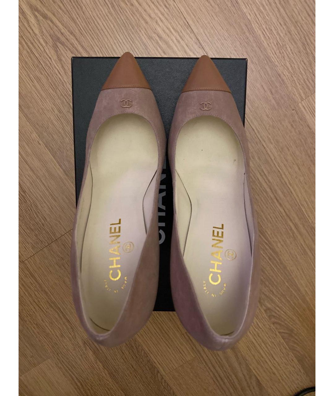 CHANEL Бежевые замшевые туфли, фото 3
