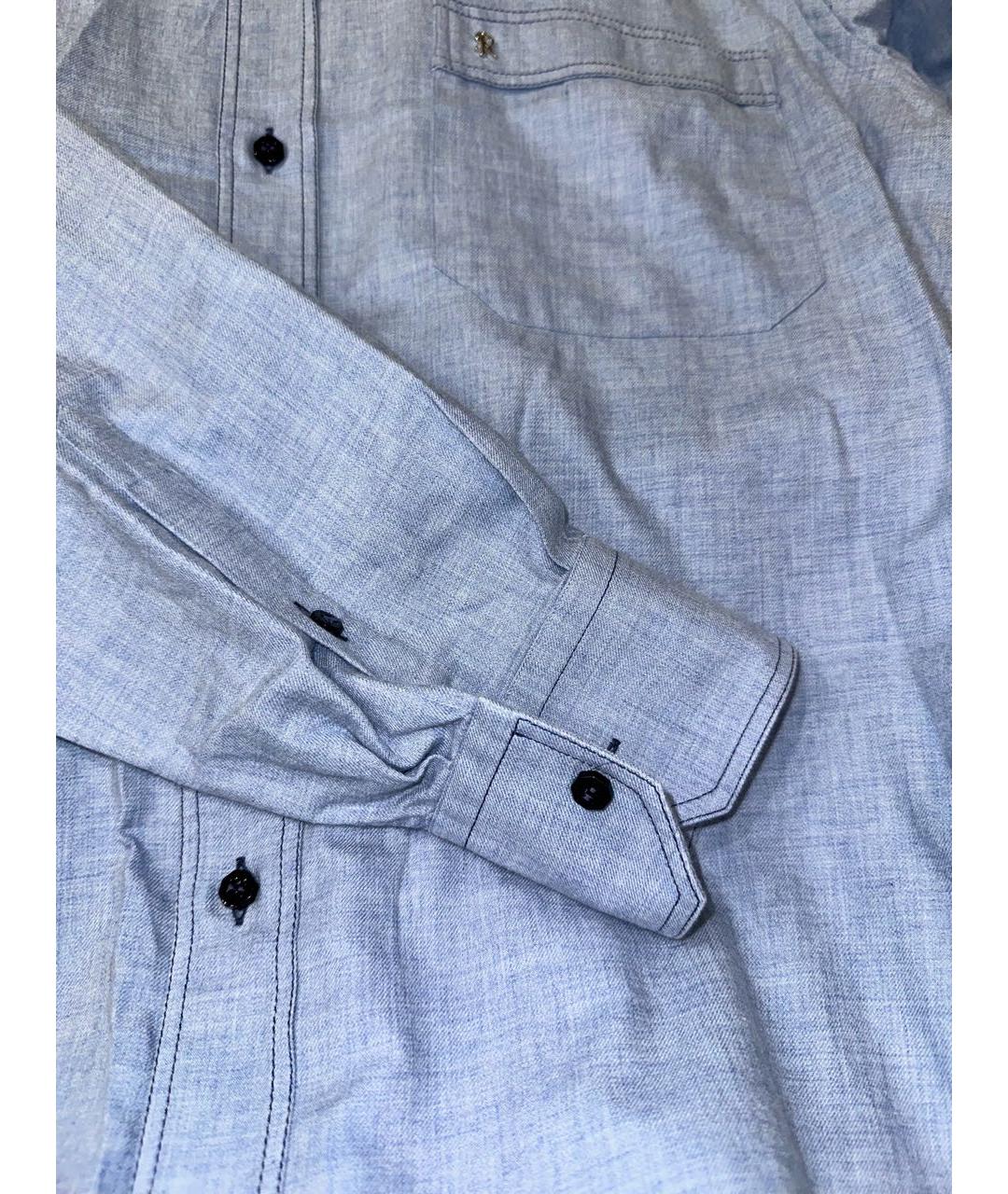 STEFANO RICCI Голубая хлопко-шерстяная классическая рубашка, фото 4