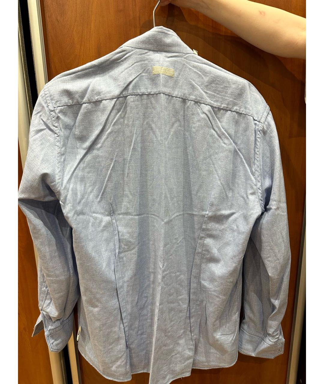 STEFANO RICCI Голубая хлопко-шерстяная классическая рубашка, фото 3