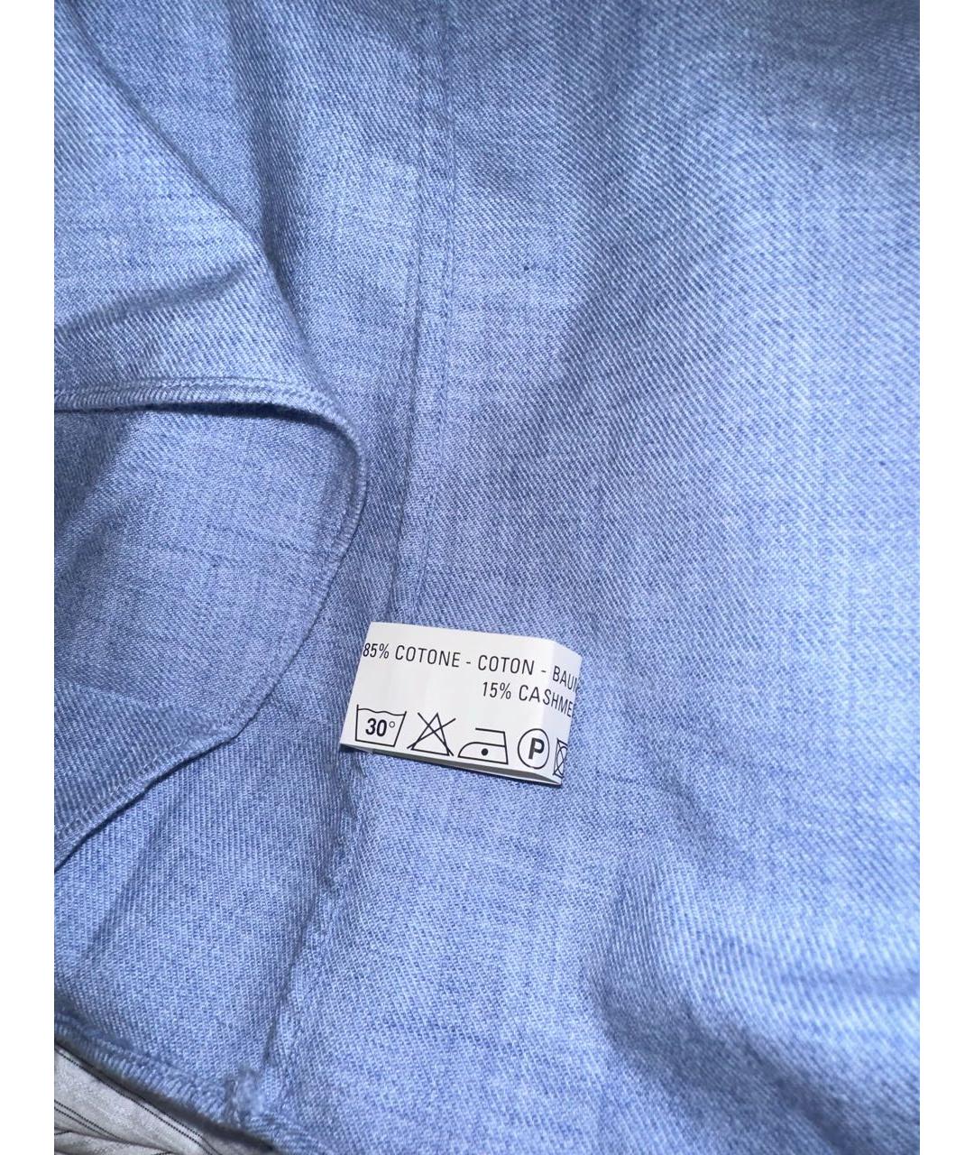 STEFANO RICCI Голубая хлопко-шерстяная классическая рубашка, фото 7