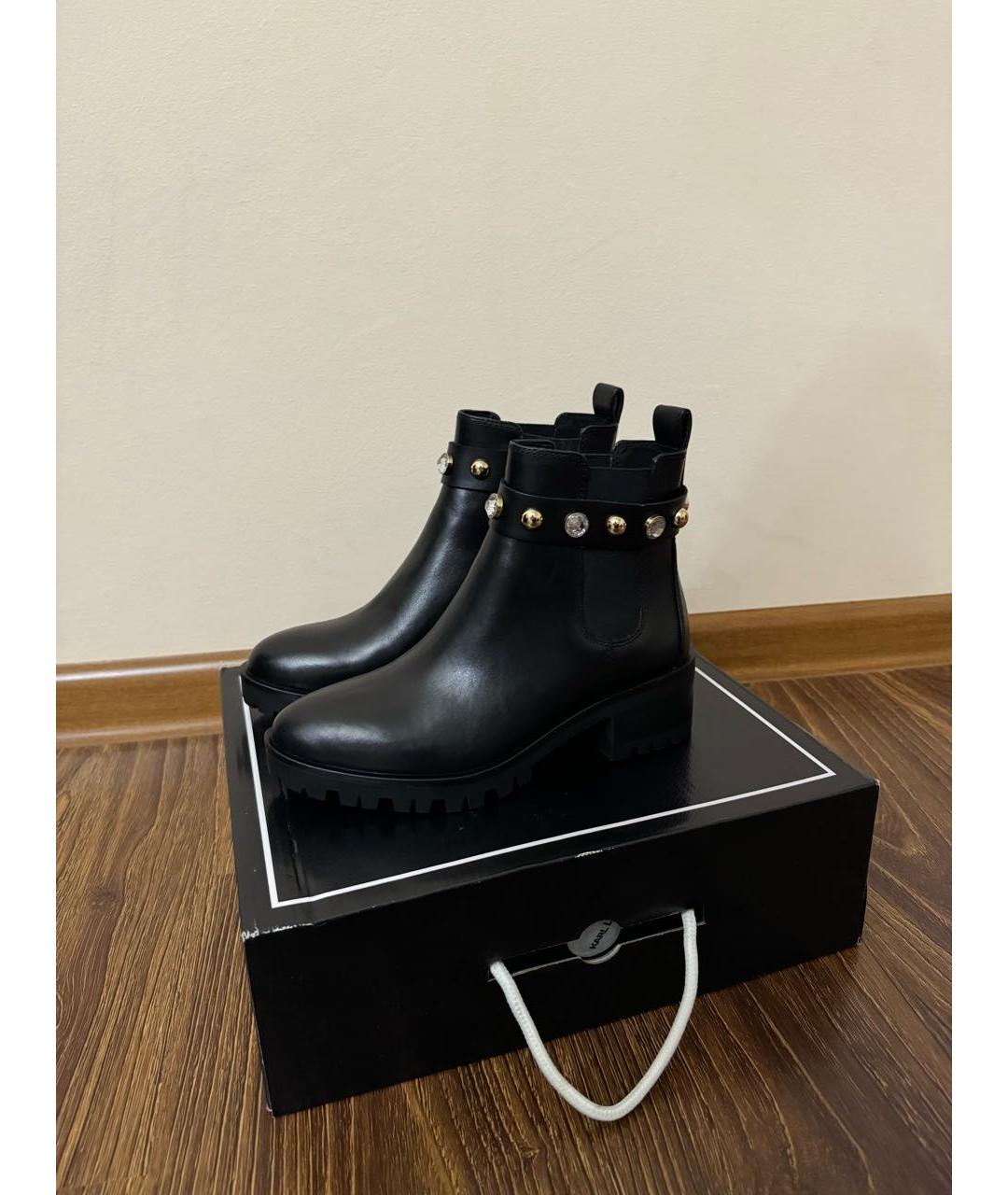 KARL LAGERFELD Черные ботинки из искусственной кожи, фото 3