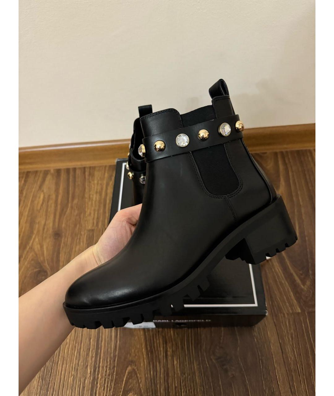 KARL LAGERFELD Черные ботинки из искусственной кожи, фото 5