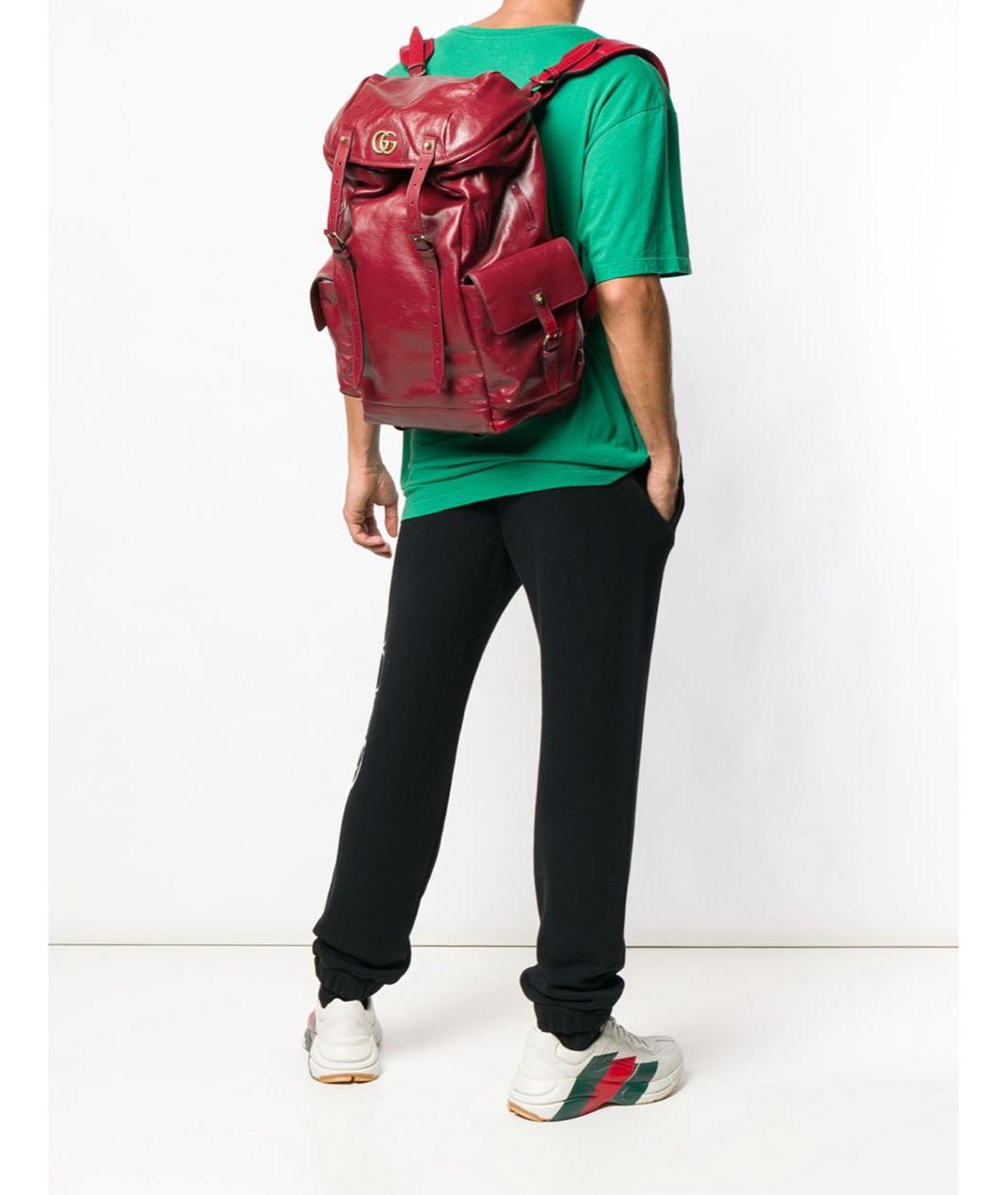GUCCI Красный кожаный рюкзак, фото 4