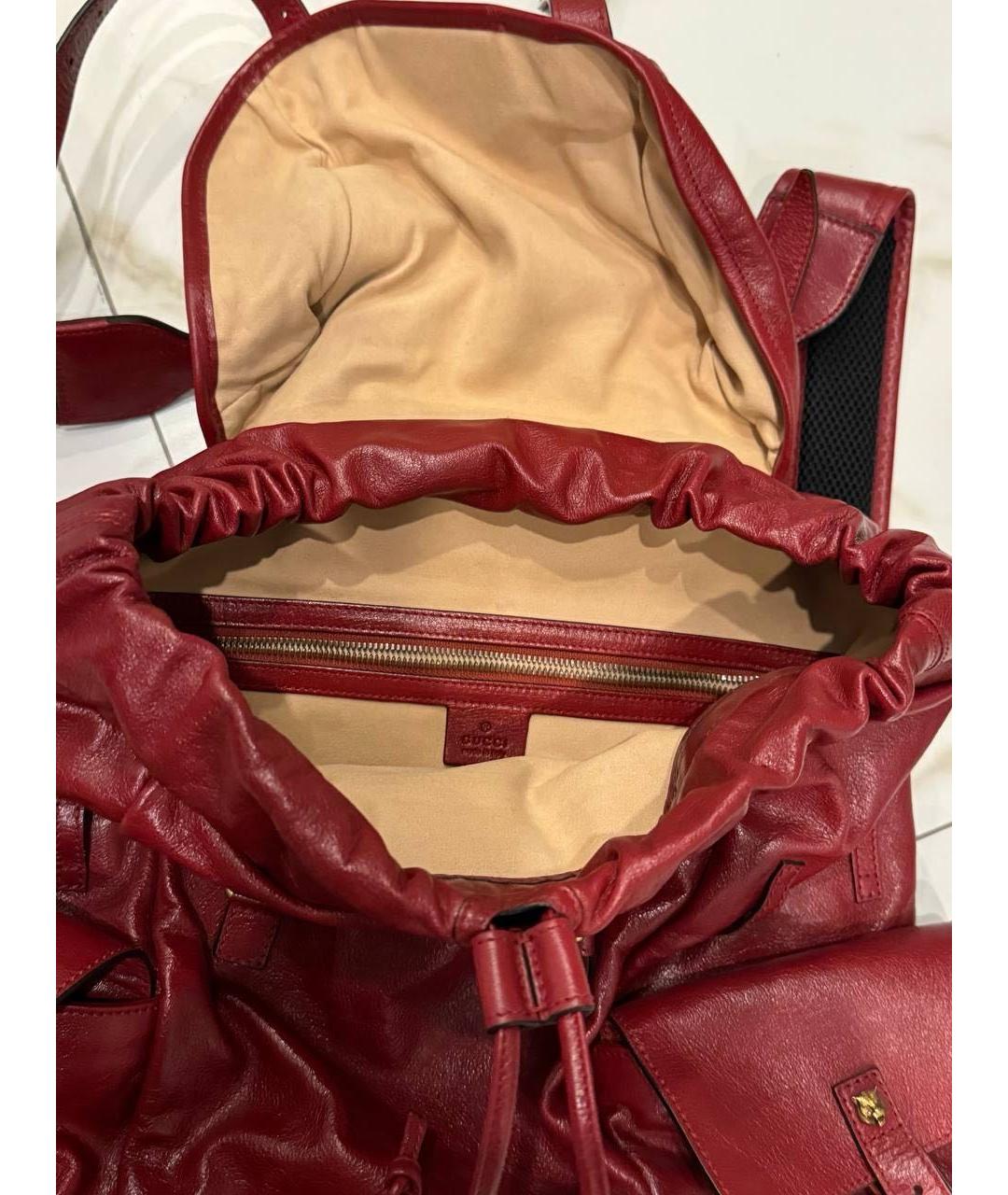 GUCCI Красный кожаный рюкзак, фото 7