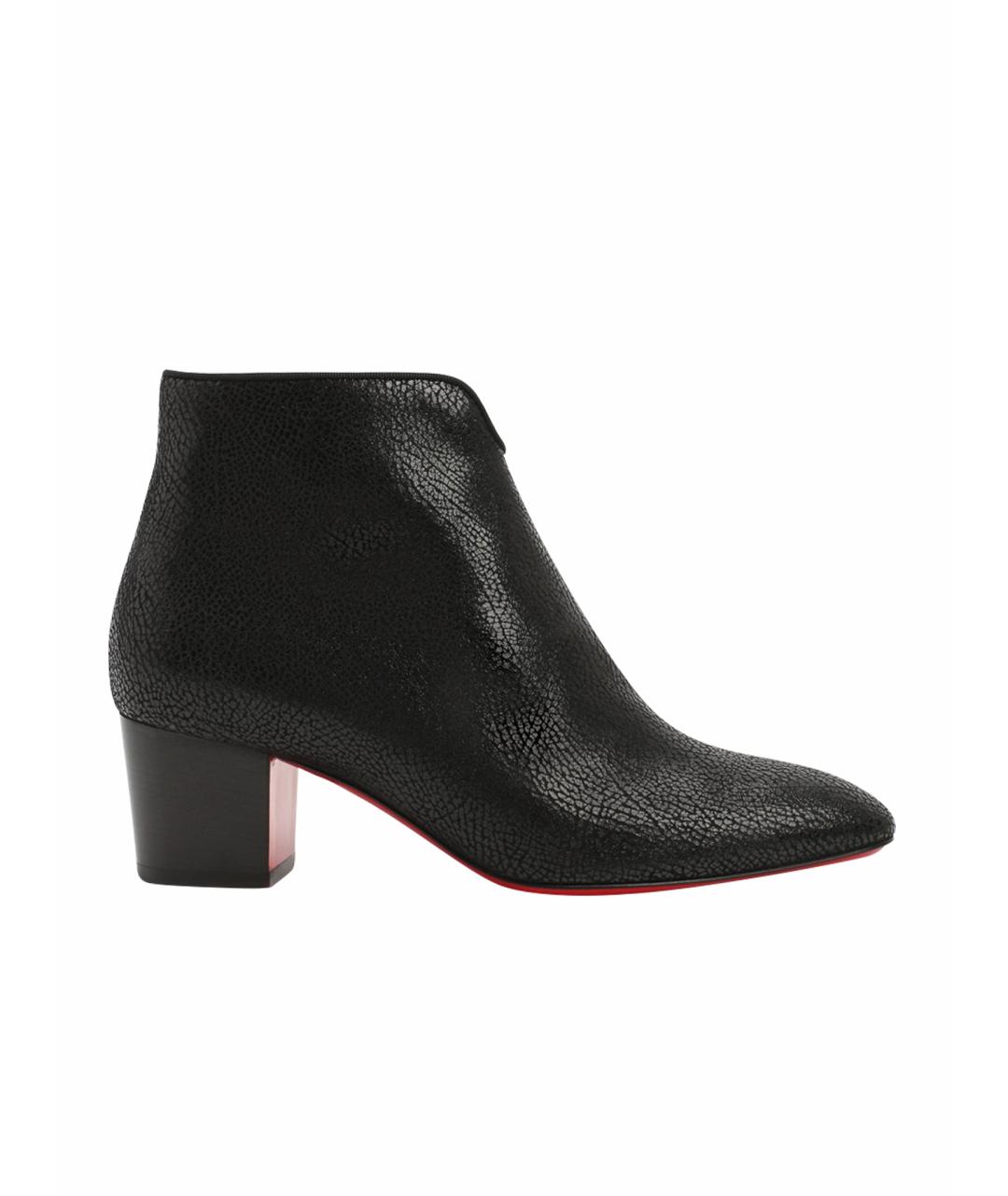 CHRISTIAN LOUBOUTIN Черные кожаные ботильоны, фото 1