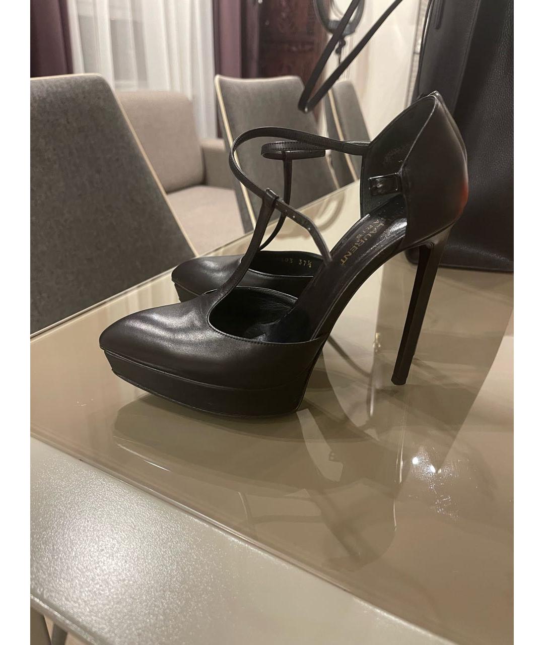 SAINT LAURENT Черные кожаные туфли, фото 2