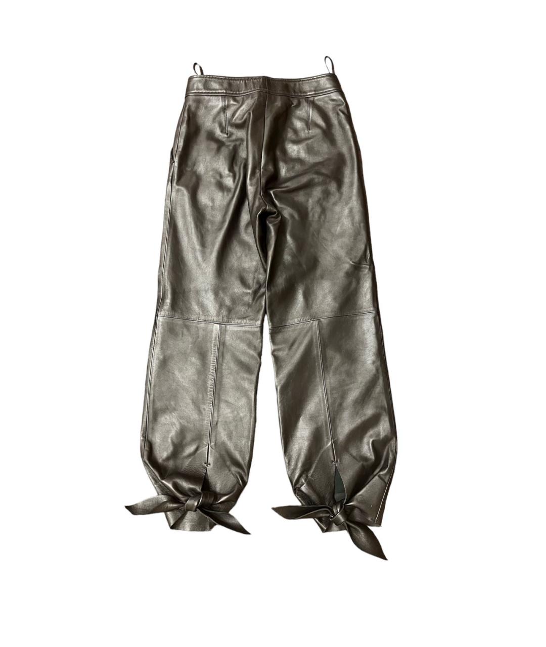 OFF-WHITE Черные кожаные брюки широкие, фото 2