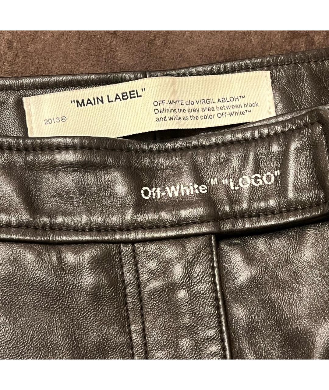 OFF-WHITE Черные кожаные брюки широкие, фото 5