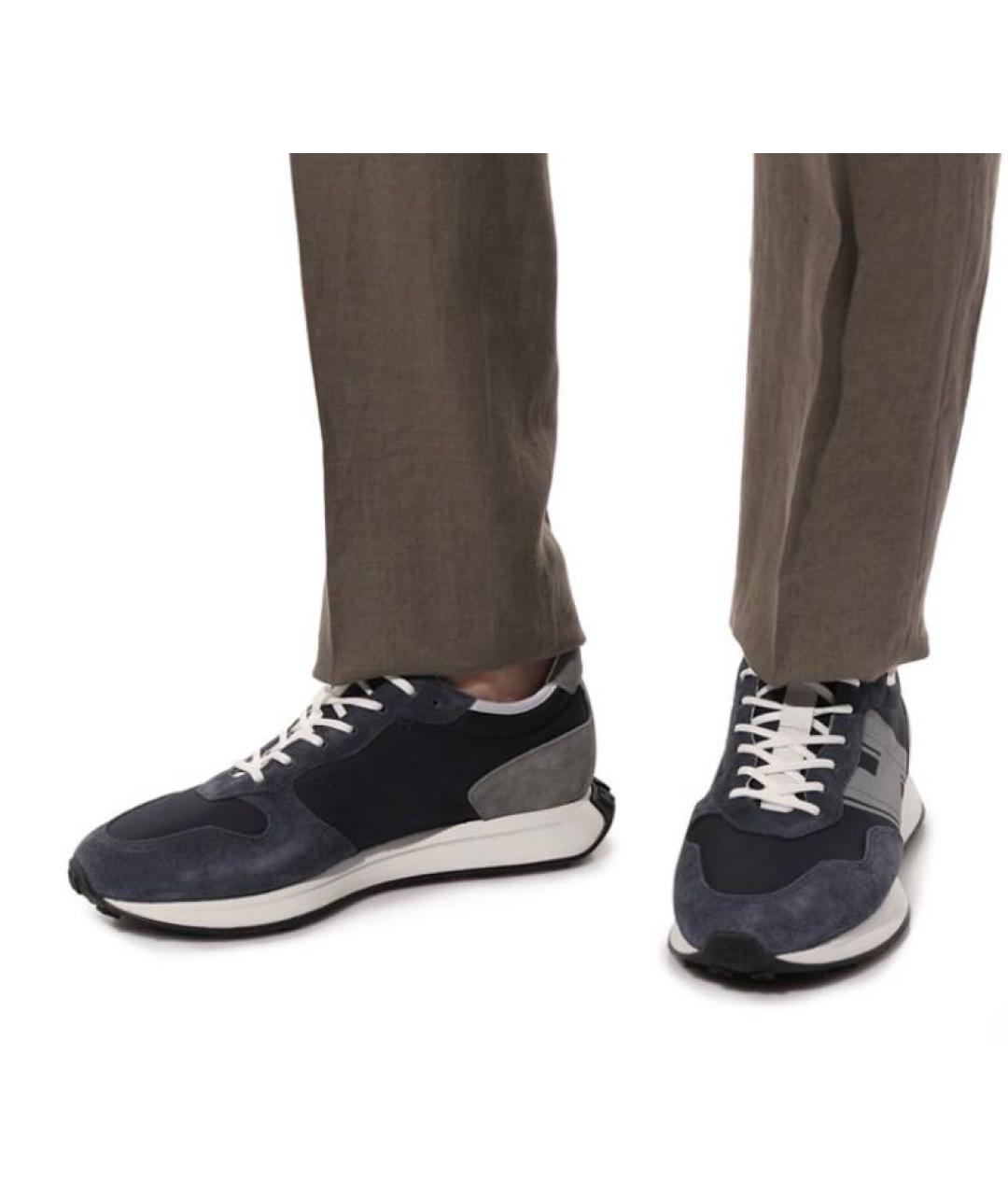 HOGAN Темно-синие текстильные низкие кроссовки / кеды, фото 6
