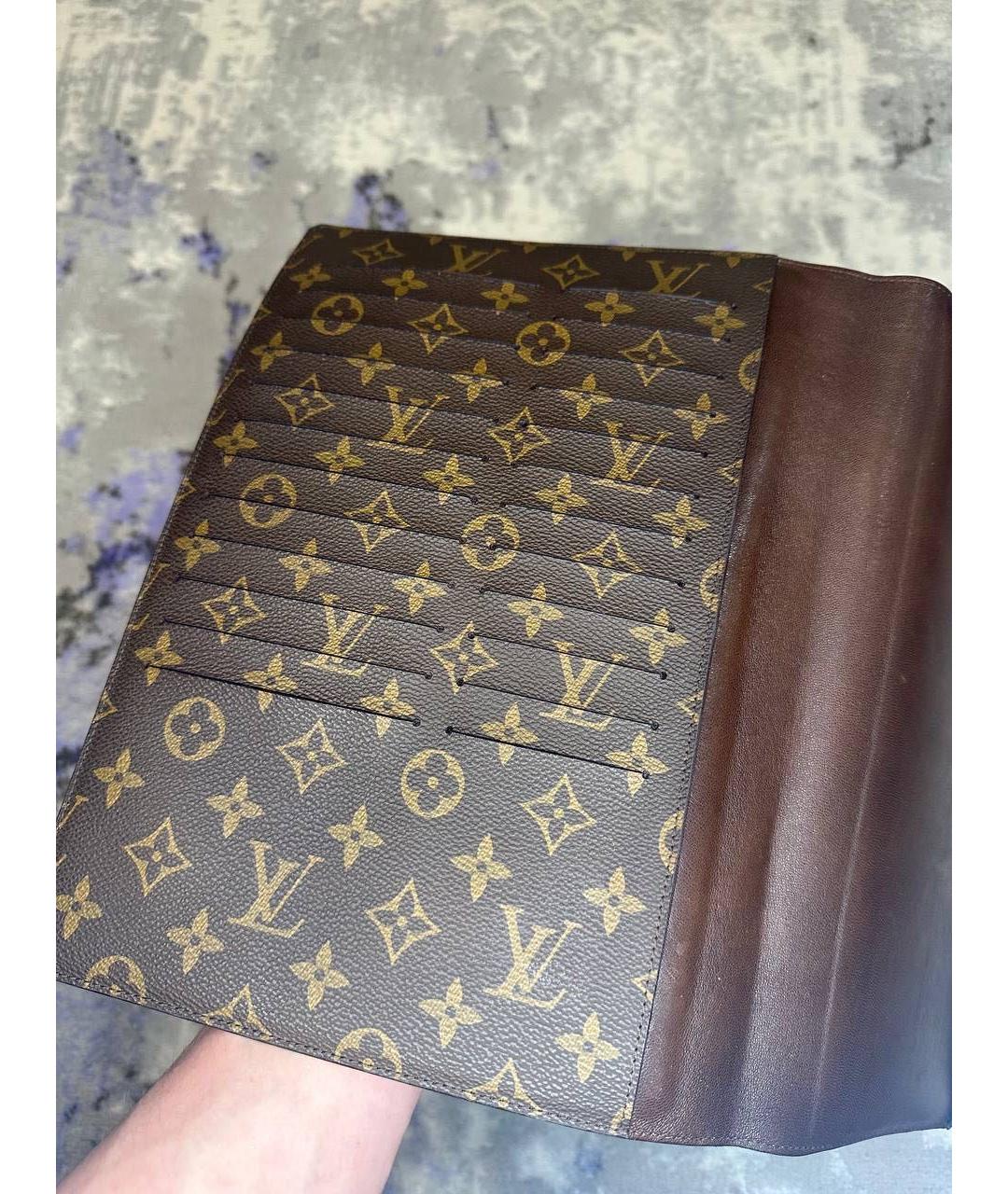 LOUIS VUITTON Коричневая кожаная папка для документов, фото 4