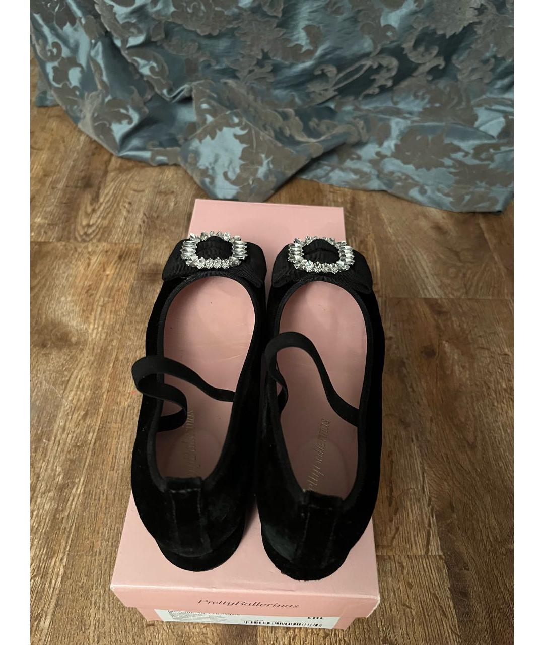PRETTY BALLERINAS Черные бархатные туфли, фото 4