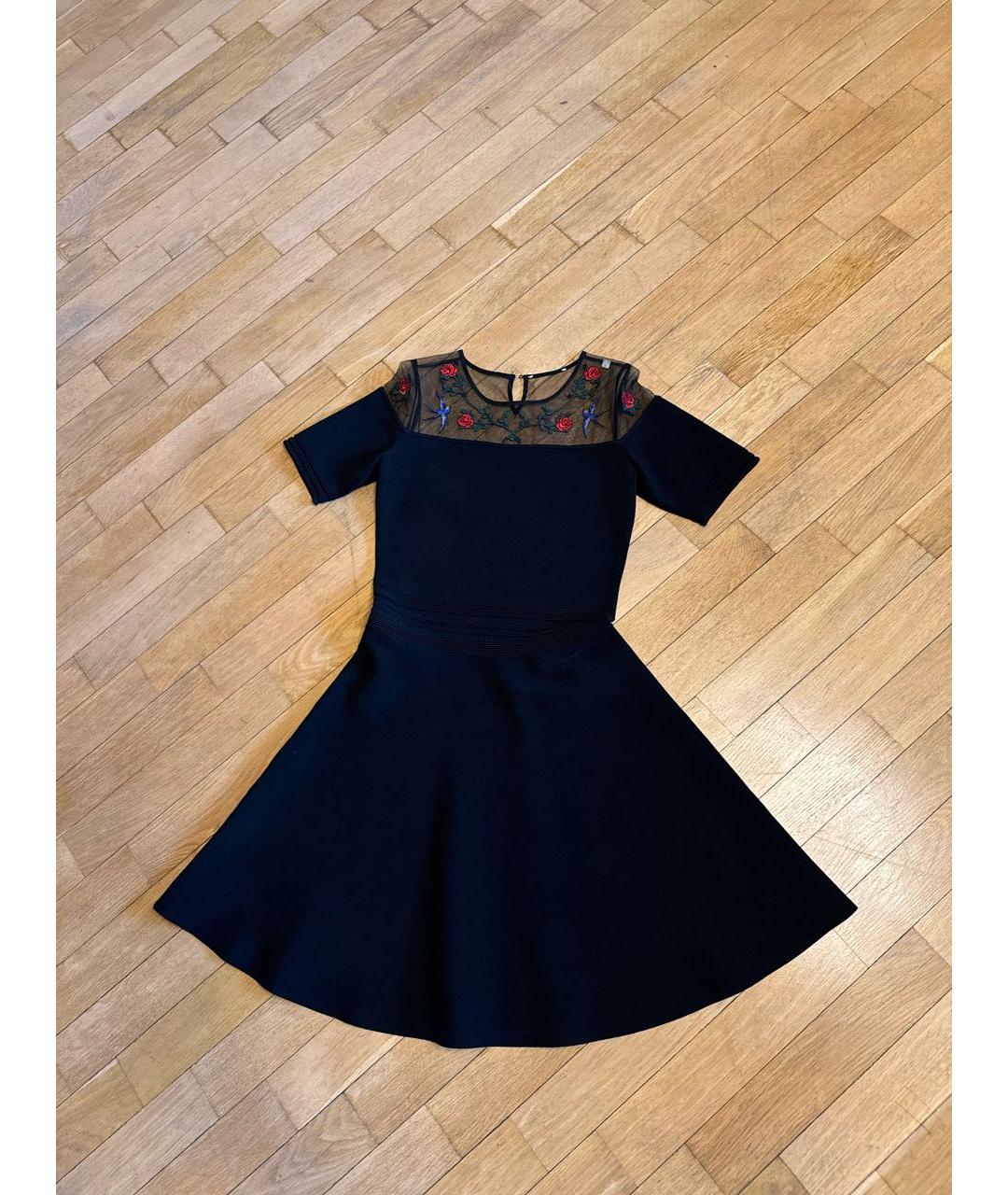 SANDRO Черное вискозное повседневное платье, фото 5