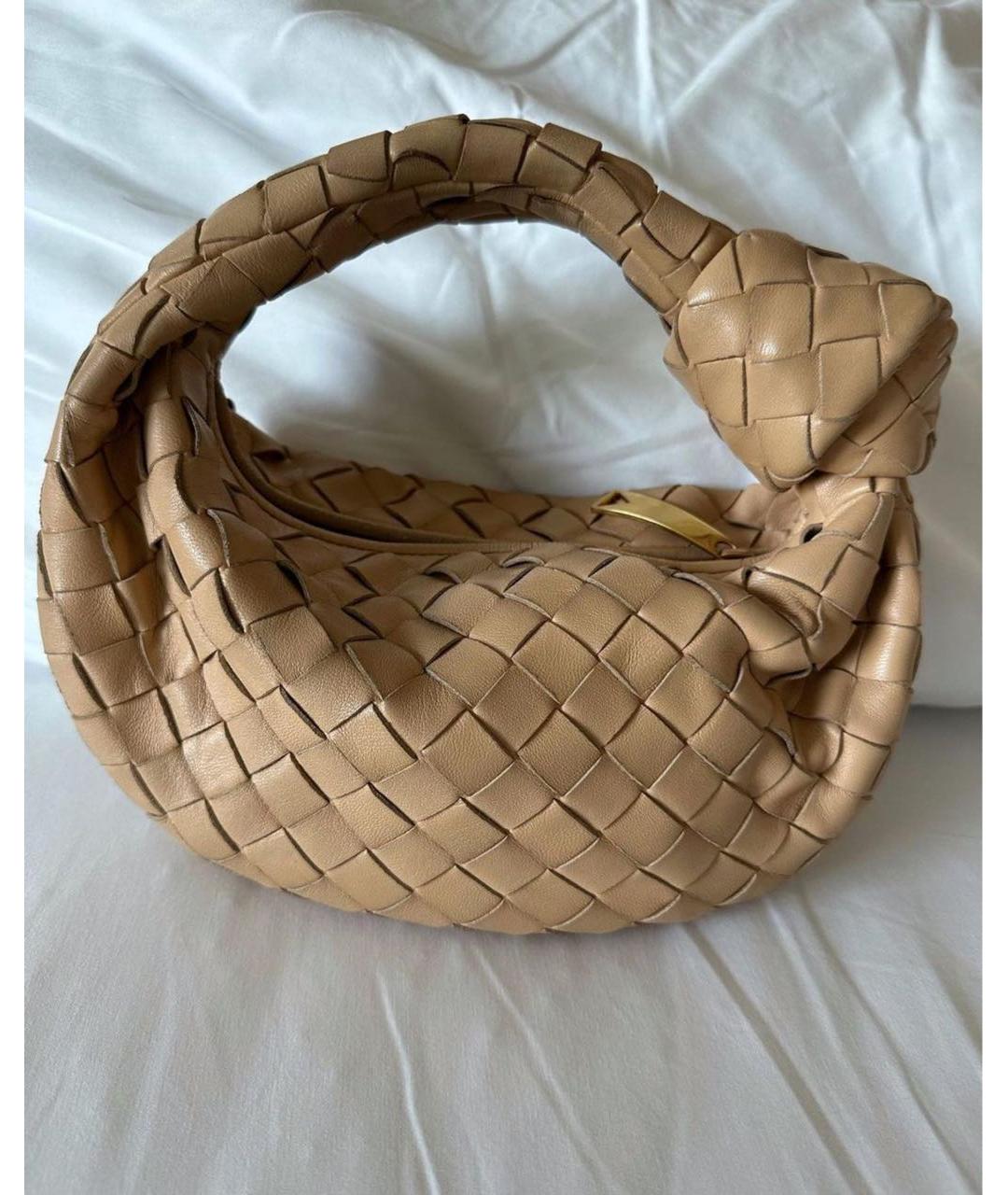 BOTTEGA VENETA Бежевая кожаная сумка с короткими ручками, фото 2