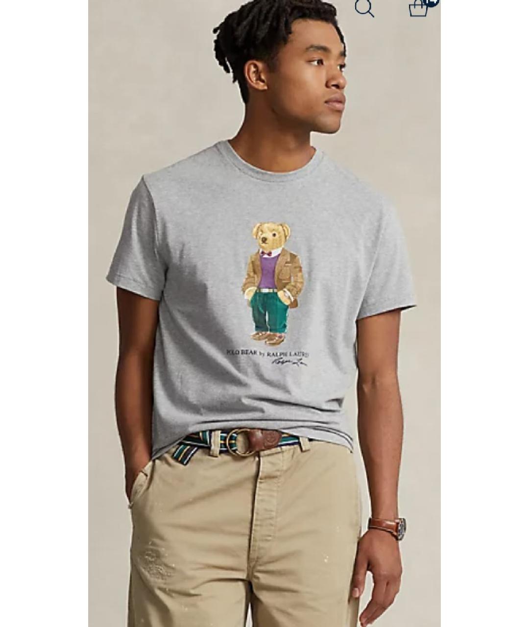 POLO RALPH LAUREN Серая хлопковая футболка, фото 4
