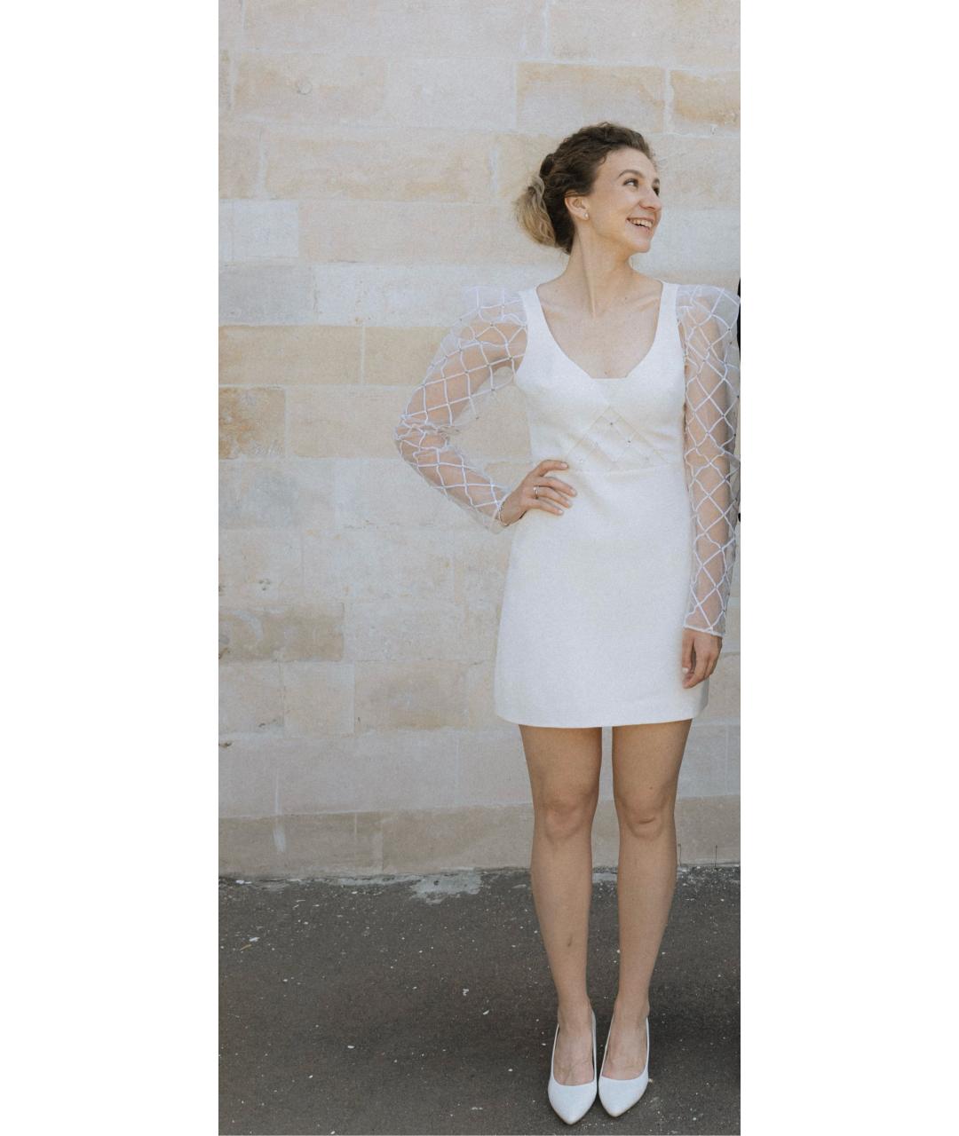 DAVID KOMA Белое шелковое свадебное платье, фото 6