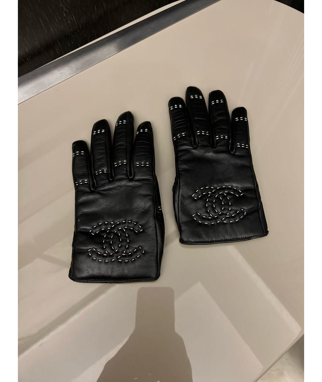 CHANEL Черные кожаные перчатки, фото 6