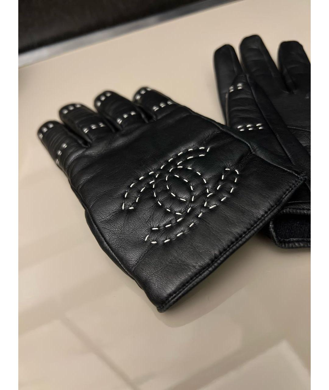 CHANEL PRE-OWNED Черные кожаные перчатки, фото 3