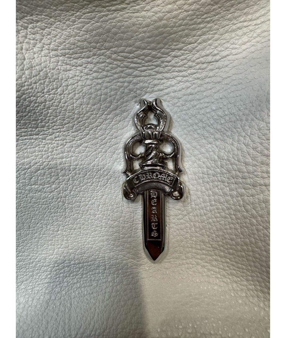 CHROME HEARTS Белая кожаная сумка с короткими ручками, фото 7