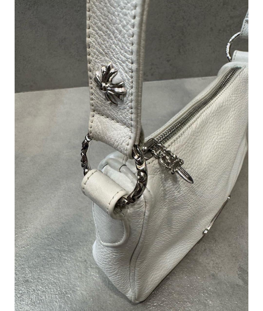 CHROME HEARTS Белая кожаная сумка с короткими ручками, фото 6