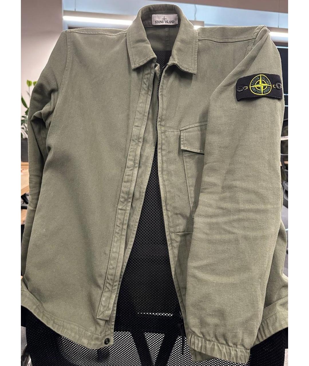 STONE ISLAND Зеленая хлопковая куртка, фото 2