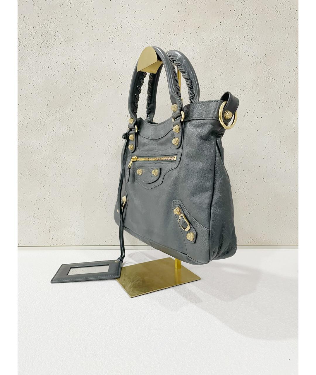 BALENCIAGA Серая кожаная сумка через плечо, фото 4