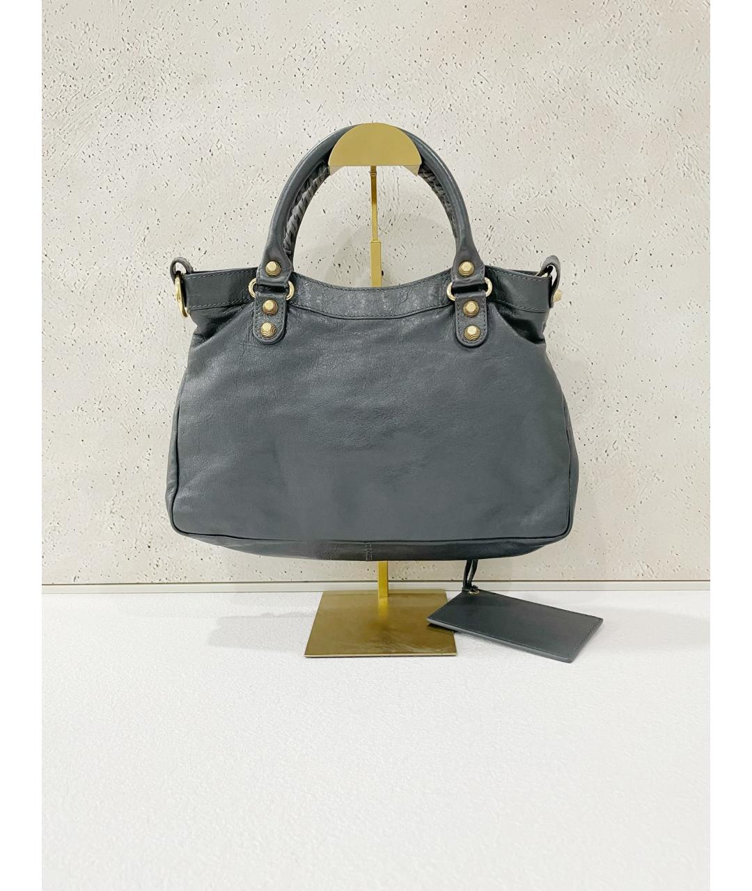 BALENCIAGA Серая кожаная сумка через плечо, фото 2