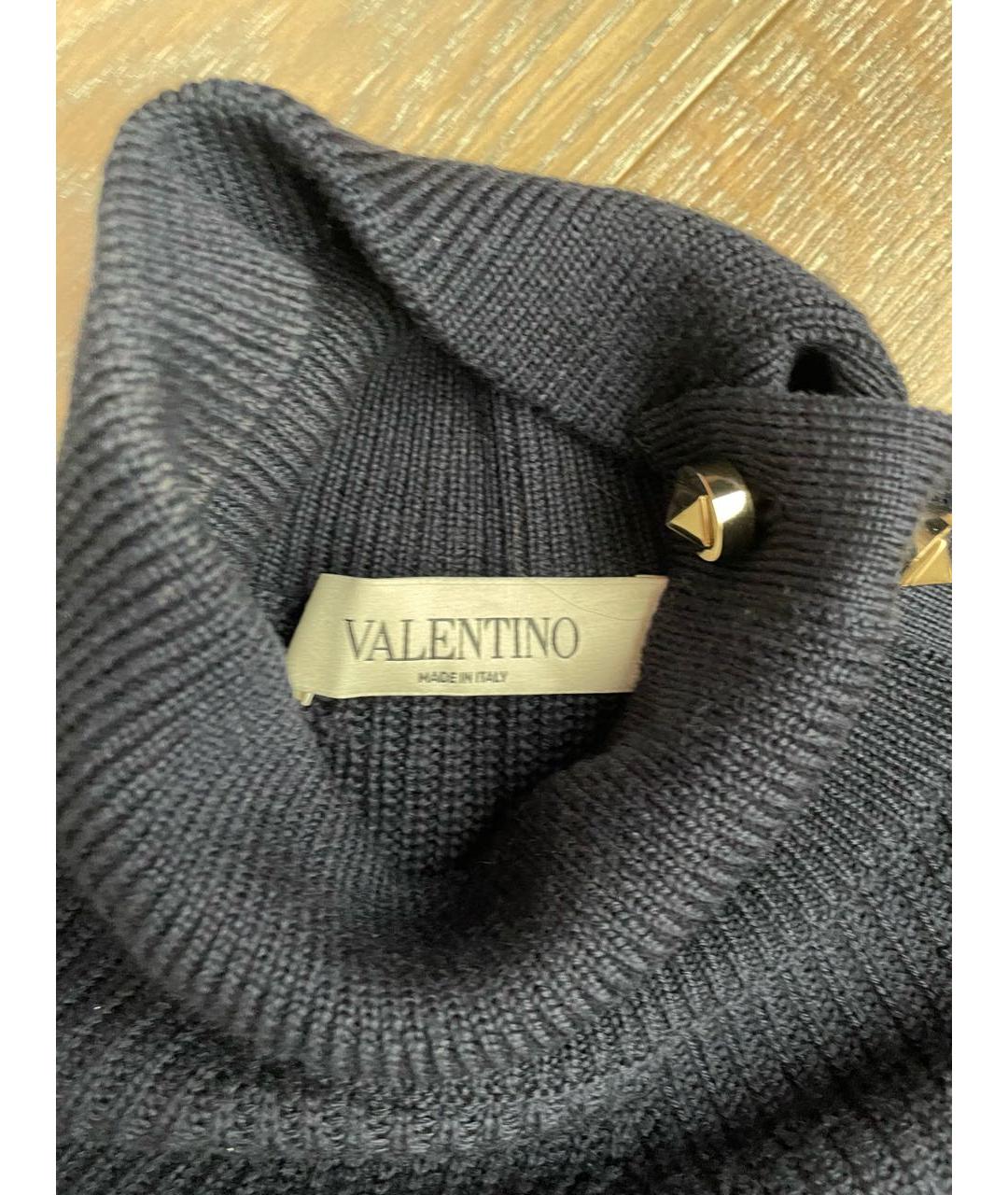 VALENTINO Темно-синее шерстяное повседневное платье, фото 4