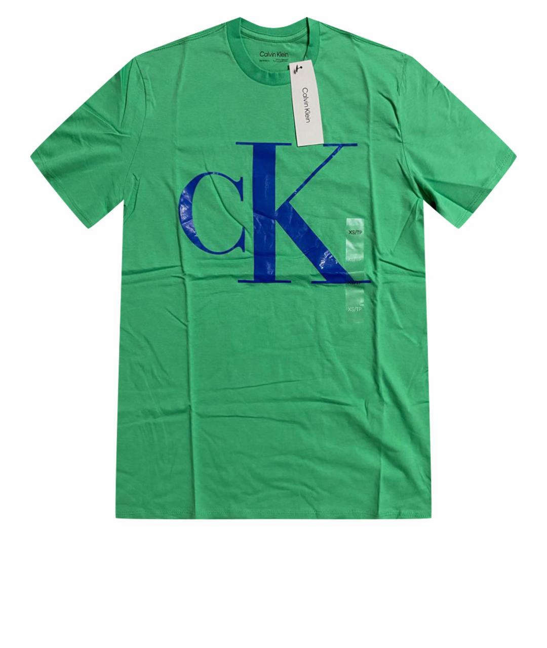 CALVIN KLEIN Зеленая хлопковая футболка, фото 1