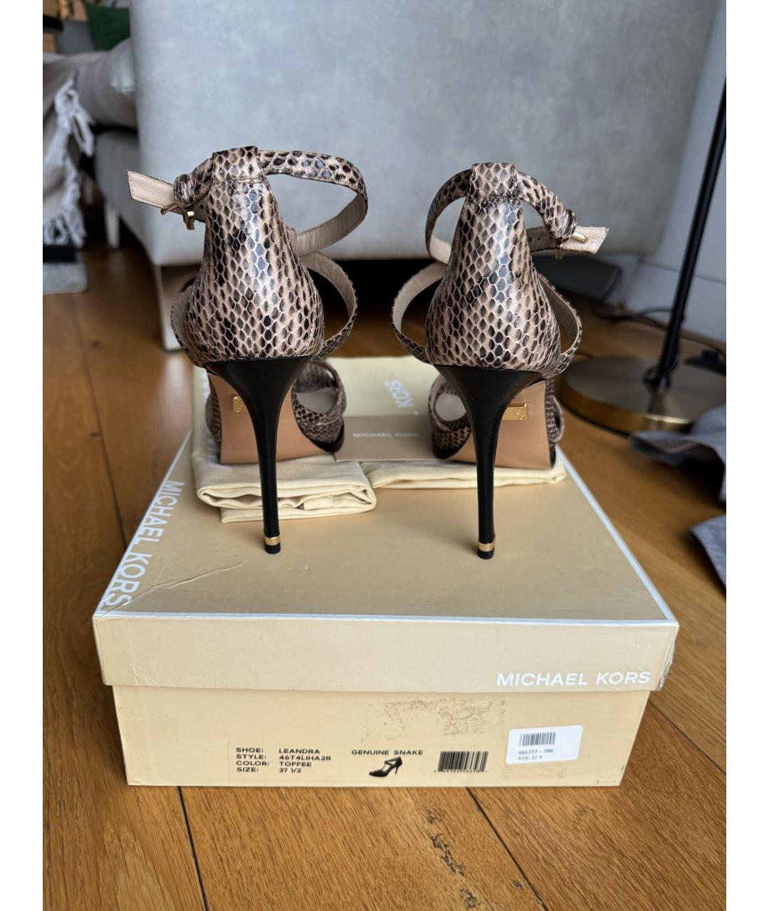 MICHAEL KORS Коричневые босоножки из экзотической кожи, фото 4