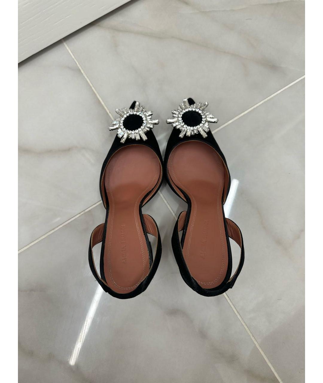 Amina Muaddi Черные текстильные туфли, фото 3
