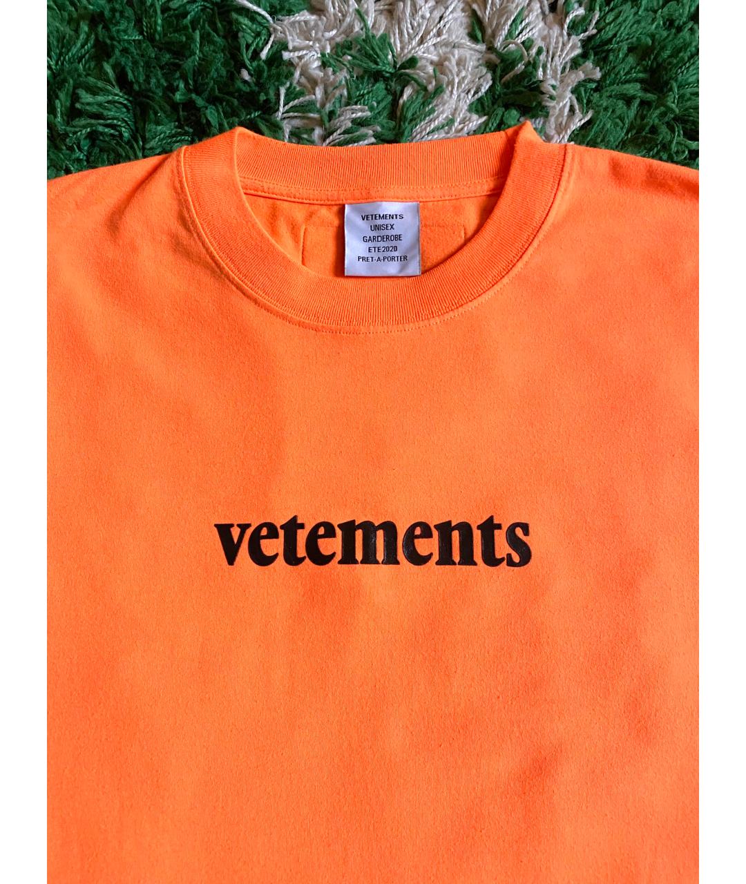 VETEMENTS Оранжевая хлопковая футболка, фото 3